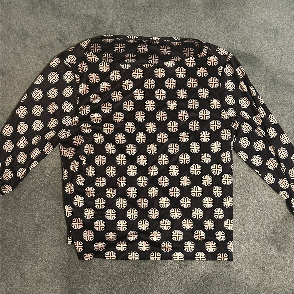 Anne Klein Black and Gold Patterned Top